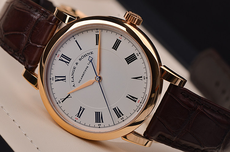 已售出【98新】朗格理查德玫瑰金大三针手上链皮带男表232.032盒证齐