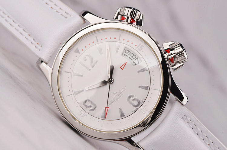 已售出【97新】积家大师白盘大三针日历自动机械折叠扣皮带女表Q1728420