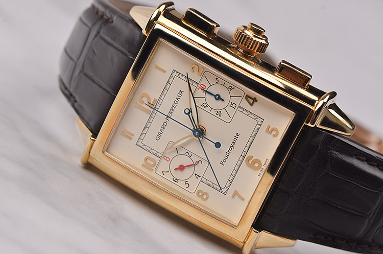 已售出【97新】GP芝柏黄金1/8秒双追针计时自动男表90210-51-811-BA6A