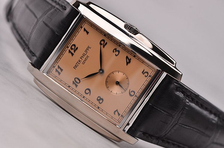 已售出【98新】百达翡丽Gondolo白金小三针手上链皮带男表5124G-001