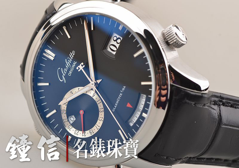 已售出【97新】格拉苏蒂参议员日志预约闹铃机械男表100-13-02-02-04