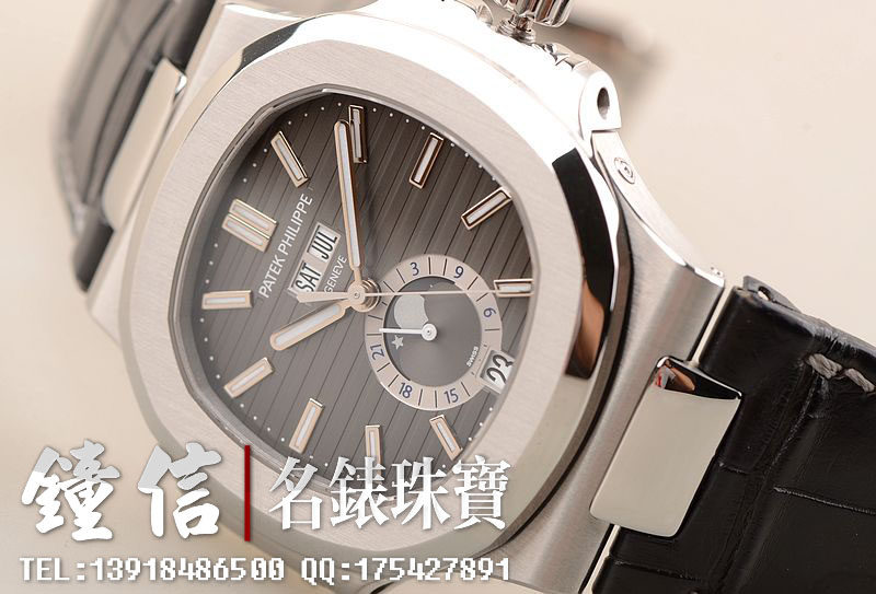 已售出【97新】百达翡丽鹦鹉螺年历月相皮带5726A-001