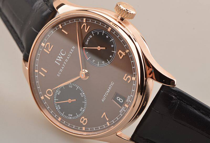 已售出【97新】万国葡萄牙限量版玫瑰金动显7日链折叠扣男表IW500124