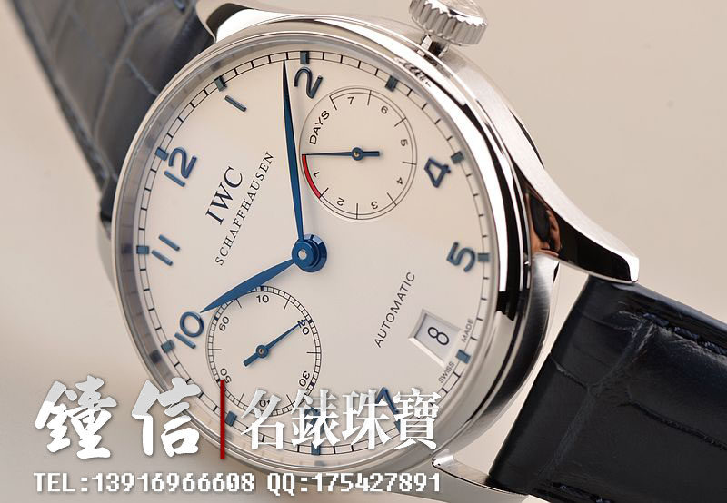 已售出【97新】IWC万国葡萄牙七日链白盘自动机械皮带男表IW500107全齐