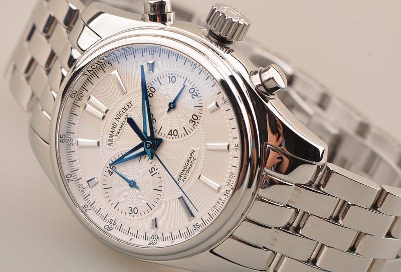 已售出【97新】艾美达白盘45分钟计时钢带自动机械男表9644A-AG-M9140