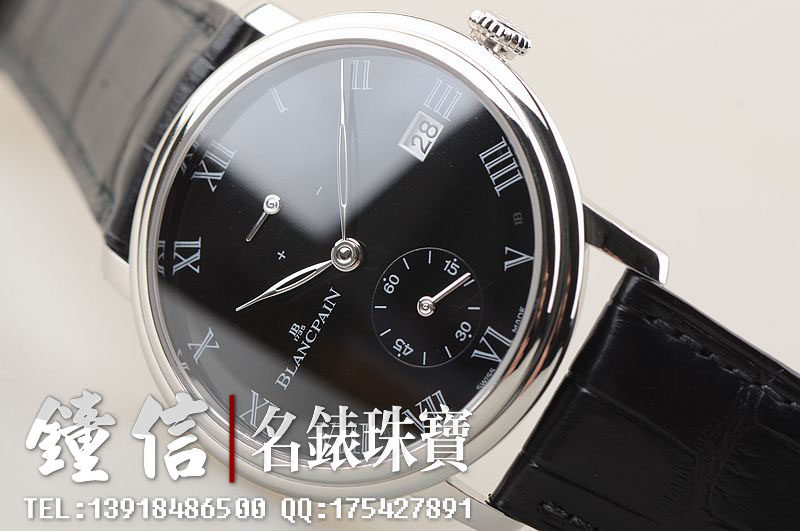 已售出【97新】宝珀限量75只铂金黑珐琅盘动显日历男表6614-3437-55B