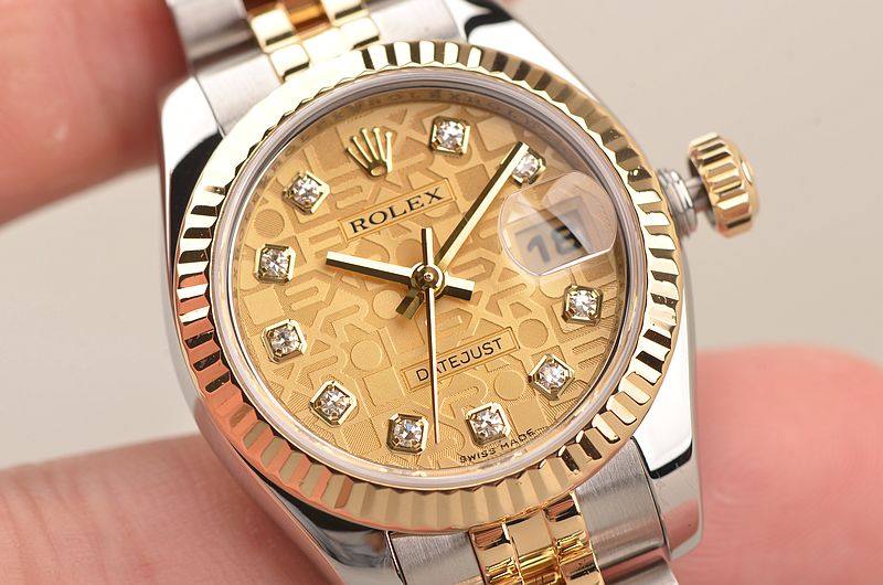 已售出【97新】劳力士日志型间金电脑盘钻石刻度自动机械女表179173