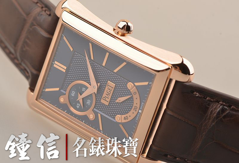 已售出【97新】伯爵黑带限量版玫瑰金蓝盘动显小三针皮带男表G0A32124
