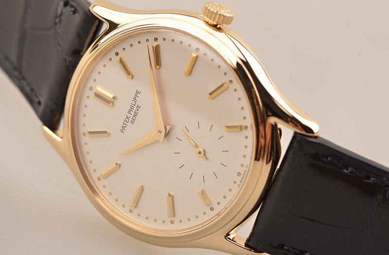 已售出【96新】百达翡丽卡拉卓华黄金小三针手上链皮带女表3923J-001