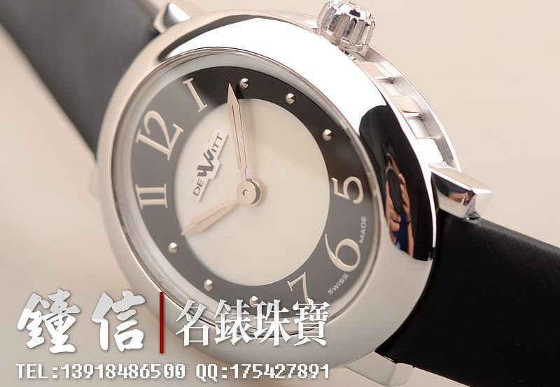 已售出【97新】迪威特DEWITT白金鹅蛋型珍珠贝母表盘人工电能皮带女表