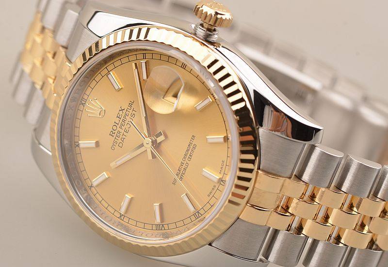 已售出【97新】劳力士日志型金钢香槟面条钉刻度116233自动机械男表