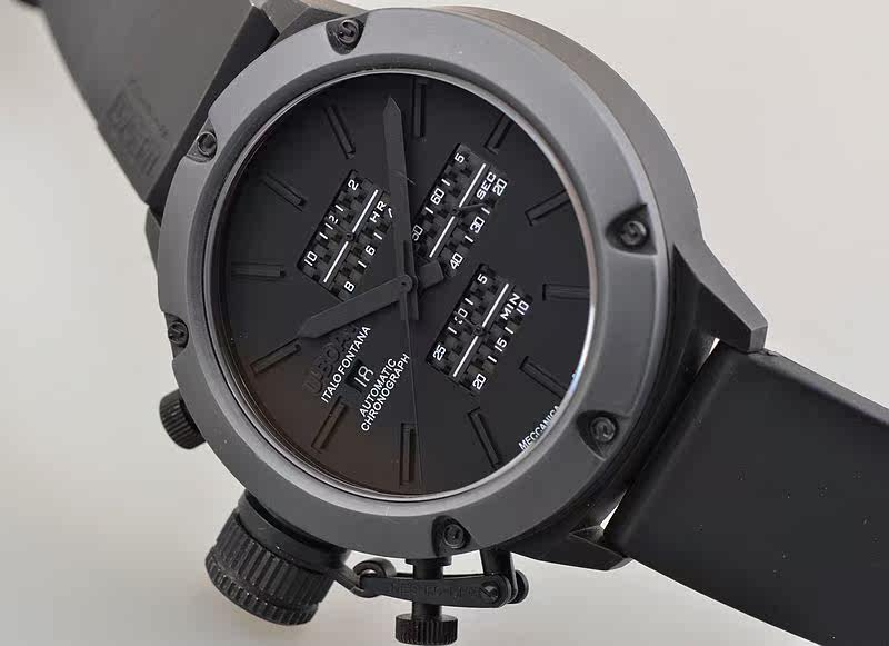 已售出【97新】U-BOAT优舶钛合金及黑钢超大口径计时男表CL53 TIT CAB