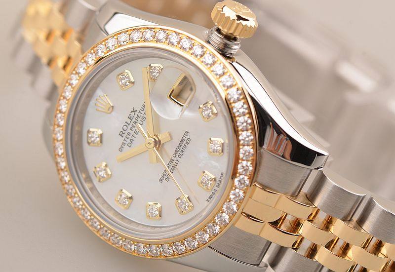 已售出【98新】劳力士日志型金钢镶钻贝母盘钻刻自动女表179383盒证齐