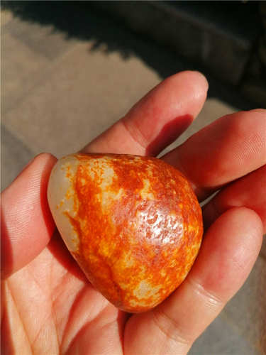 红皮白肉和田玉籽料原石玩料（一级白细）103克