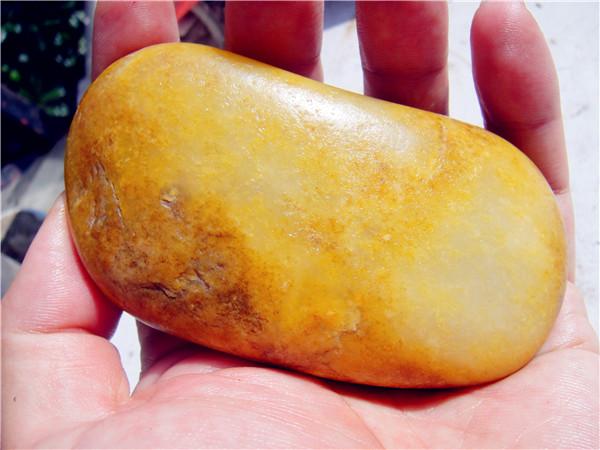 278克新疆和田玉籽料黄沁原石玩料