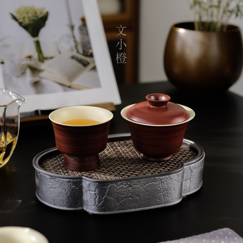 山楂红粉引一人饮茶具组合