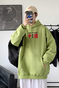 L2369P48秋装21中性纯色连帽卫衣套头宽松外套情侣装打底帽衫图片