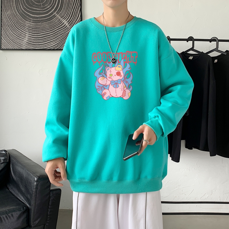 Y2544P38秋冬圆领潮牌印花上衣打底衫直筒长袖卫衣港风，男装卫衣，星座510A-1