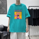 T1760P25港风100%棉2022新款短袖T恤男日文男孩印花青春休闲T恤，男装T恤，星座510A-1