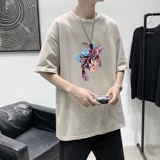 T1547P25港风室内潮牌图案印花圆领短袖T恤宽松大码男士T恤，男装T恤，星座510A-1
