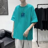 T2282P25港风室内短袖T恤男夏季潮流宽松简约百搭潮牌五分袖上衣，男装T恤，星座510A-1