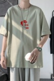 T2285P25港风室内男士潮牌潮流夏季薄款大码宽松圆领五分半袖体恤，男装T恤，星座510A-1