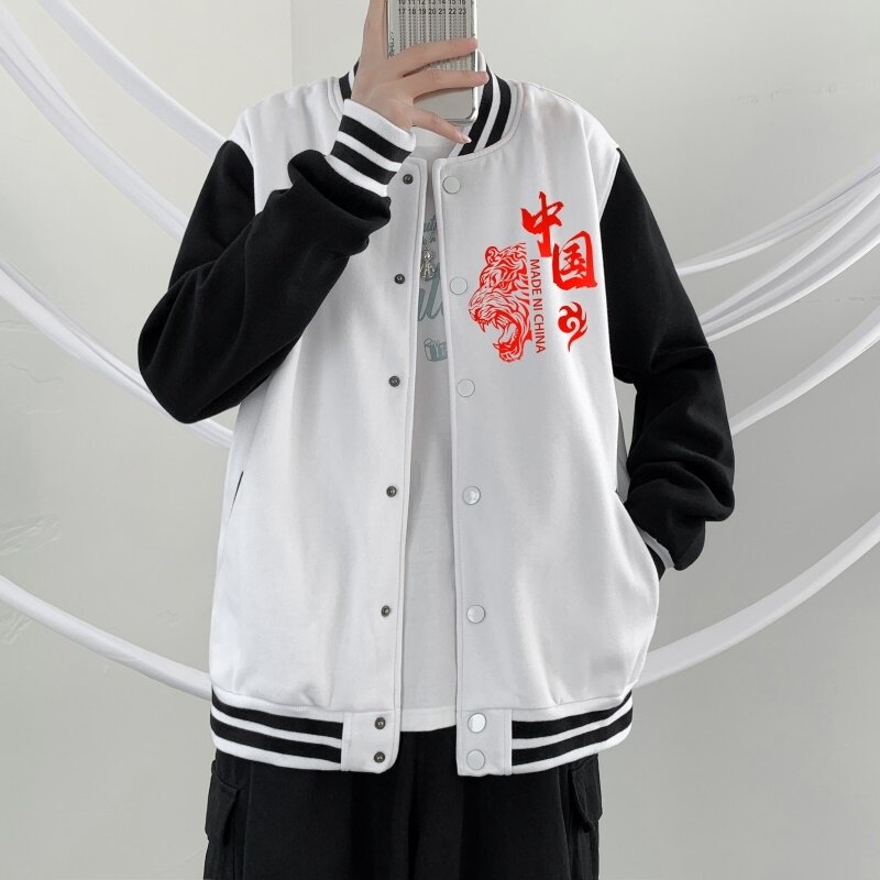 BQ3224P75男潮虎头潮款印花棒球服外套男港风潮牌休闲宽松夹克,男装夹克,星座510A-1