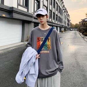C2880P30男士长袖t恤春季潮牌薄款宽松潮流秋装卫衣服秋衣打底衫图片