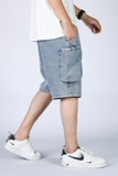 DN3628牛仔短裤男宽松休闲韩版日系港风潮牌大口袋工装短裤男，男装牛仔裤，星座510A-1