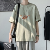 T1705P25港风100%棉2022新款短袖T恤男印花青春休闲，男装T恤，星座510A-1