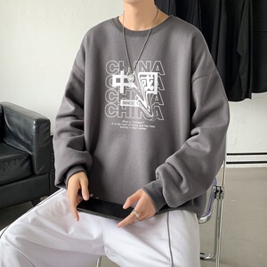 Y2754 P38春秋季新款圆领卫衣男宽松套头衫港风休闲外套ins潮图片