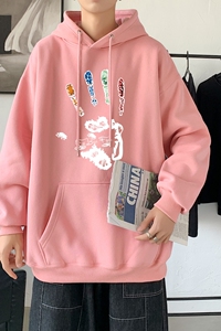 L2461P48秋装21中性纯色连帽卫衣套头宽松外套情侣装打底帽衫图片