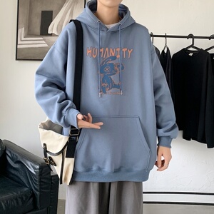 L2556P48秋季上新休闲连帽百搭韩潮外套卫衣男情侣装连帽卫衣图片