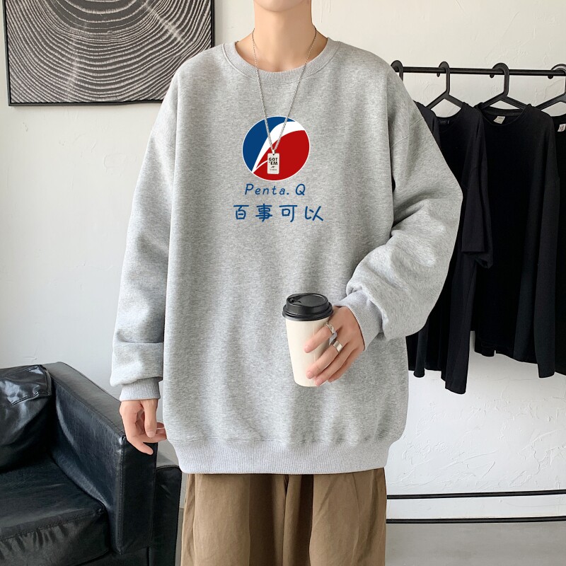 Y2462P38秋冬 圆领潮牌印花上衣打底衫直筒长袖卫衣 港风图片