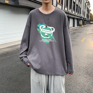 C2828P30长袖t恤男ins潮牌男生体恤宽松打底衫内搭上衣服春衣纯棉图片