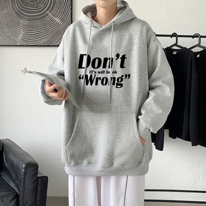 LD5677P38潮流ins帽衫春秋季加套轻熟风字母印花连帽卫衣男小清新图片