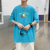 T3586P25宽松t恤男短袖印花五分袖已爆港风潮牌大码夏季新款，男装T恤，星座510A-1