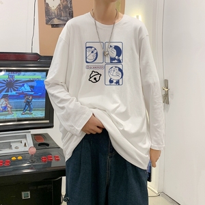 C2705P30男长袖t恤秋季打底衫长袖纯棉秋季港风印花宽松潮流上衣图片
