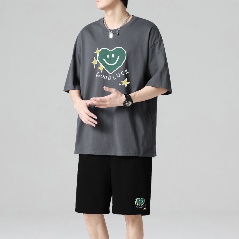 TZ3503男士短袖t恤男夏季薄款潮牌短裤休闲运动套装轻奢时尚感图片