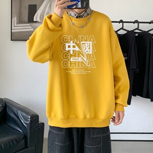 Y2754P38春秋季新款圆领卫衣男宽松套头衫港风休闲外套ins潮