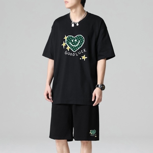 TZ3503短袖t恤男夏季薄款潮牌短裤休闲运动套装轻奢时尚感男士图片