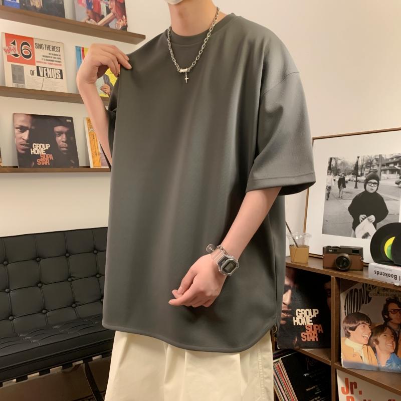 TB8126特P17夏新款情侣短袖t恤男ins潮牌纯色半袖体恤华夫格上衣,男装T恤,星座510A-1