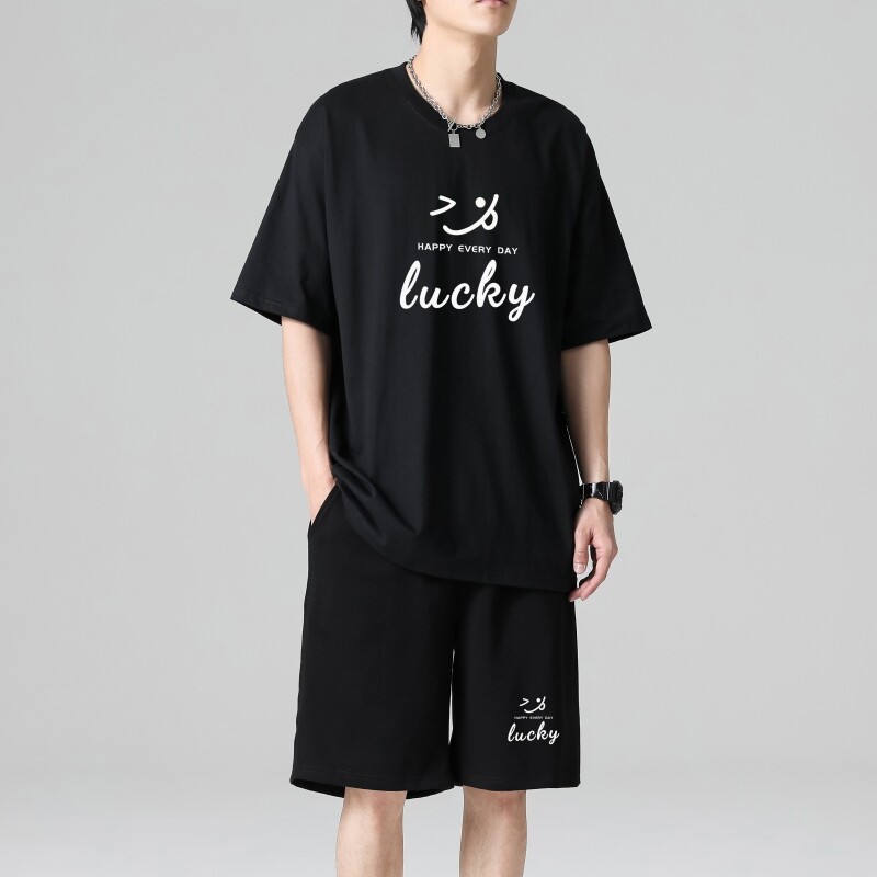 TZ3518轻奢时尚感男士短袖t恤男夏季薄款潮牌短裤休闲运动套装,男装休闲套装,星座510A-1