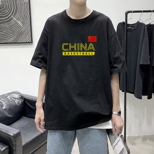 T2204P25港风室内男士t恤短袖ins潮牌潮流夏季薄款上衣服港风宽松