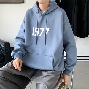 LD5670P38抽绳连帽卫衣2023秋季新款男百搭宽松设计感男个性印花图片