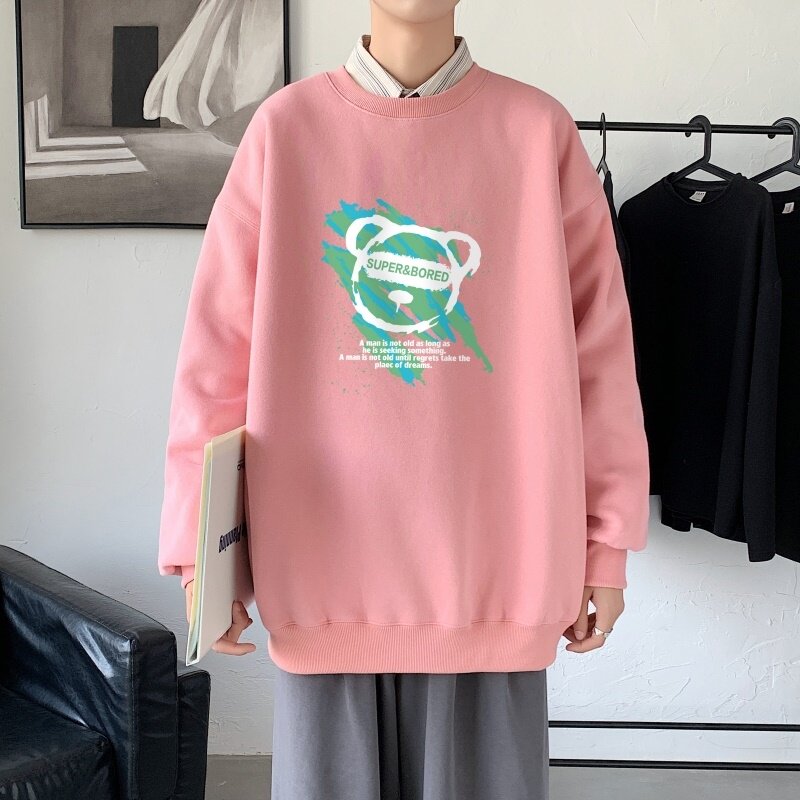 Y2827P38圆领卫衣男春秋季潮ins宽松休闲港风情侣长袖上衣,男装卫衣,星座510A-1