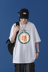 T1677P25@中性风 夏装新款简单字母印花宽松版圆领短袖T恤图片