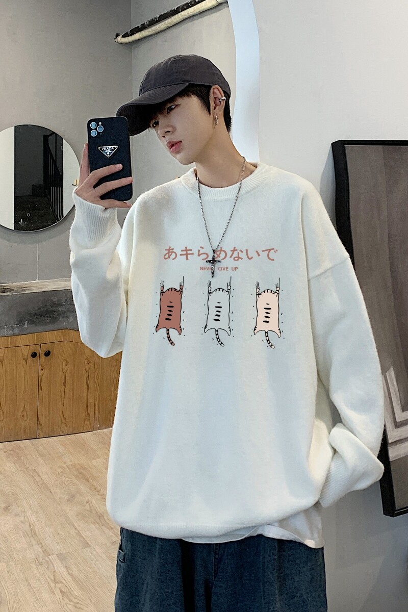MD2836P55印花毛衣男秋季潮牌ins宽松慵懒高领针织衫潮流圆领线衣,男装针织衫/毛衣,星座510A-1