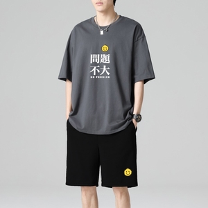 TZ3517男夏季薄款潮牌短裤休闲运动套装轻奢时尚感男士短袖t恤图片