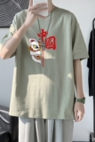 T2206P25港风室内短袖T恤男夏季潮流宽松简约百搭潮牌五分袖上衣，男装T恤，星座510A-1